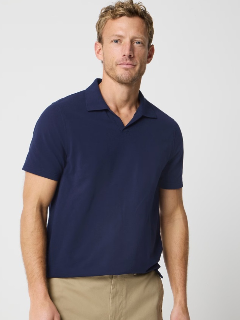 J. Crew Factory Men's Flex Piqué Johnny-Collar Polo Shirt Retro Casual Size XL